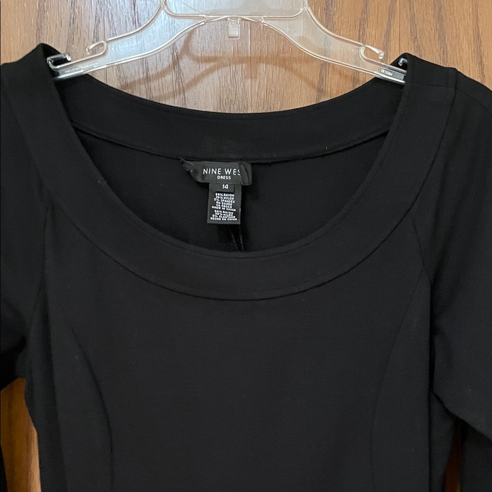 NINE WEST UGC Women’s Size 14 Classic Black 3/4 Sleeve Dress Round neckline - Picture 8 of 10